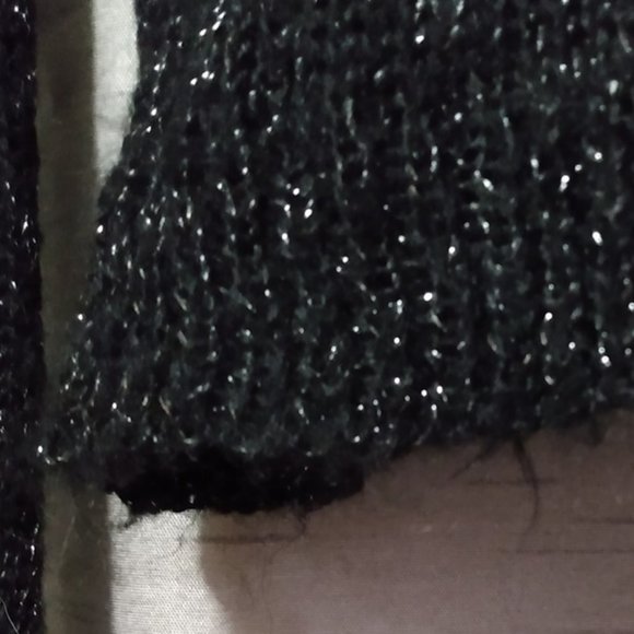 Carol Rose Black & Silver Cable Knit Sweater XL - Picture 6 of 8